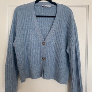 Zara Blue Button Up Sweater